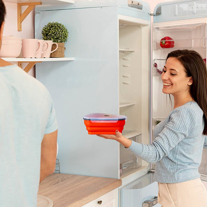 Collapsible Adjustable Reusable Pizza Storage Container with 5 Microwavable Serving Trays - A-1 Thread Vault