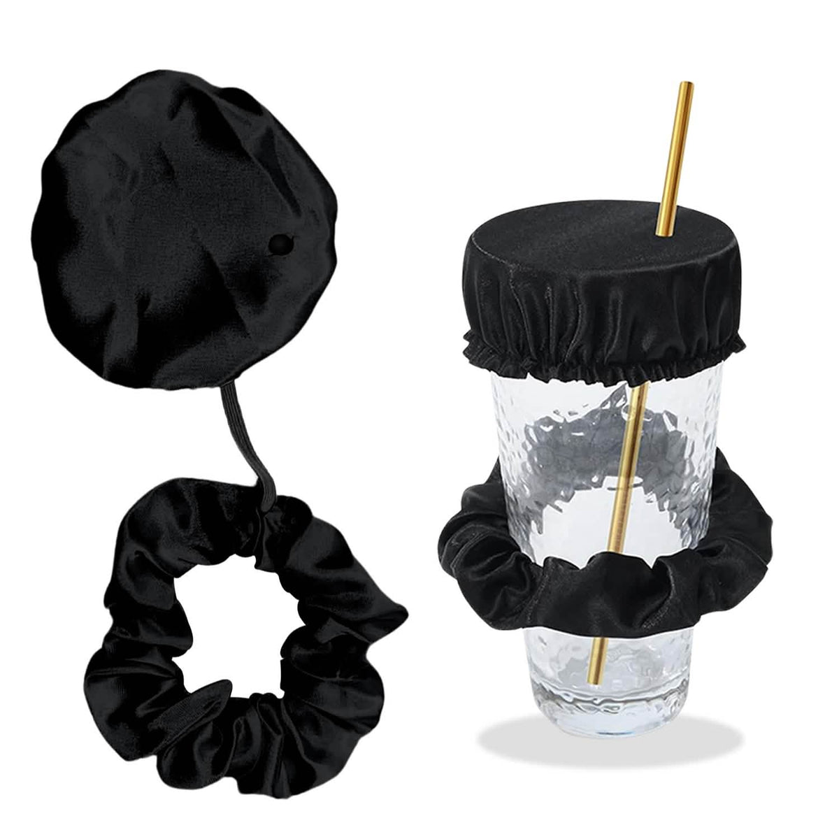 Reusable Anti-Spike Scrunchie Drink Mug Glass Cover Cap Headband with Straw Hole for Covering Drinks Party, Club, Disco - A-1 Thread Vault