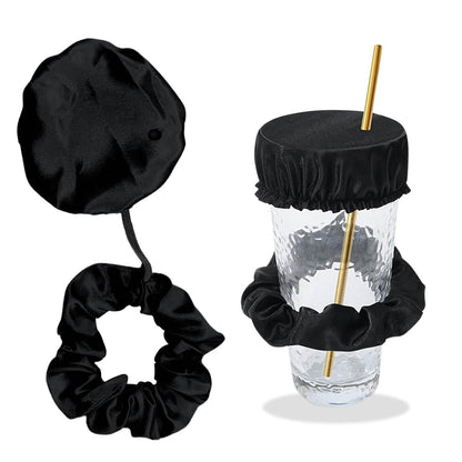 Reusable Anti-Spike Scrunchie Drink Mug Glass Cover Cap Headband with Straw Hole for Covering Drinks Party, Club, Disco - A-1 Thread Vault