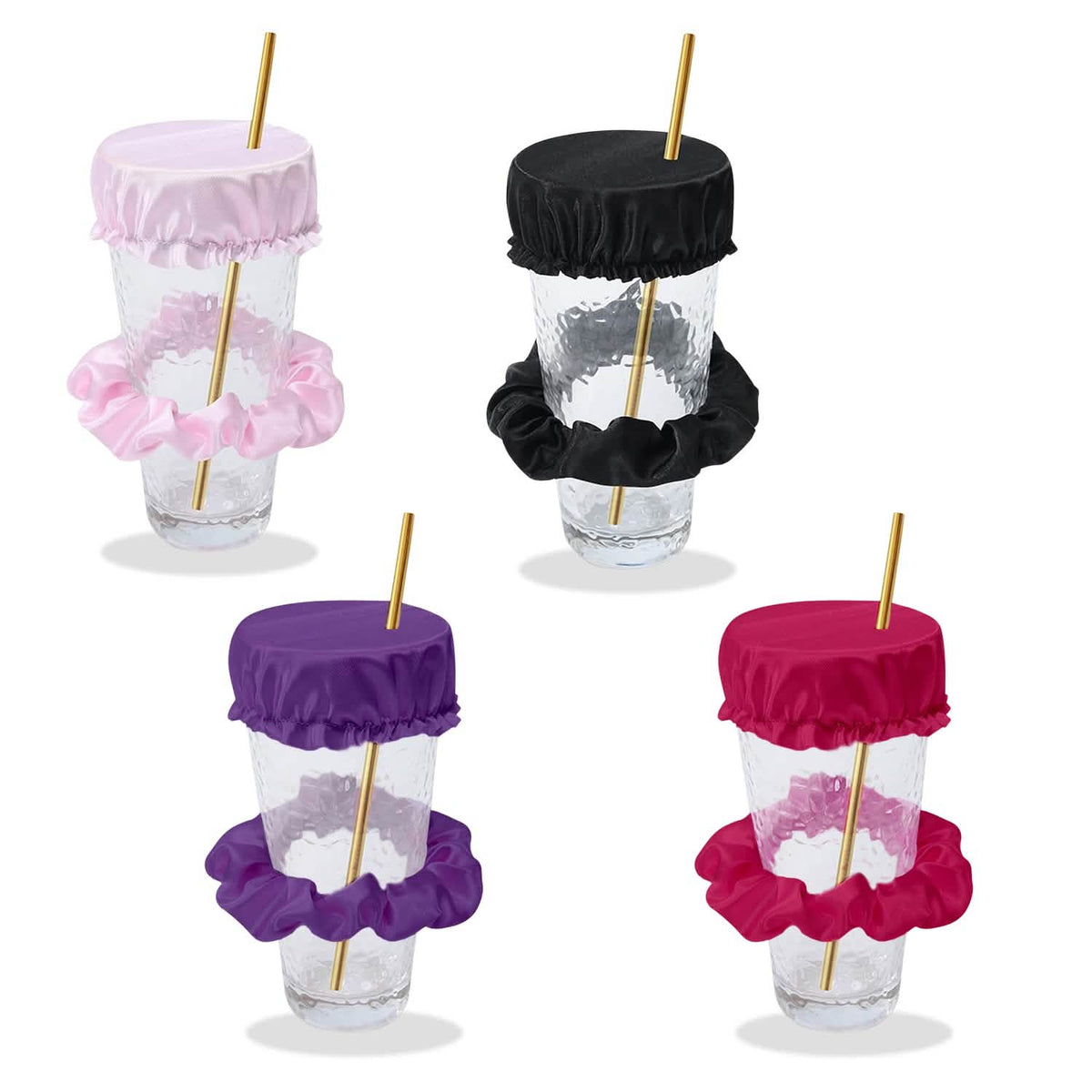 Reusable Anti-Spike Scrunchie Drink Mug Glass Cover Cap Headband with Straw Hole for Covering Drinks Party, Club, Disco - A-1 Thread Vault