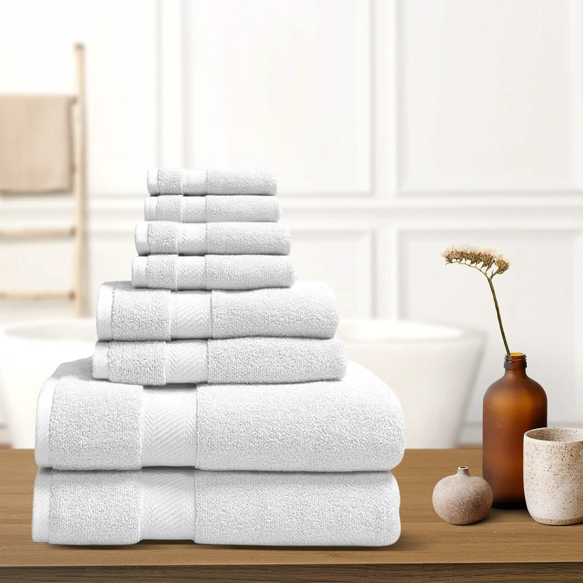 8-Piece: 100% Organic Cotton Bath Towel Set - A-1 Thread Vault