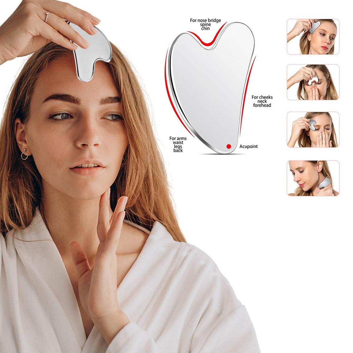 Stainless Steel Gua Sha Massage Scraper Tool For Facial Skin Care - A-1 Thread Vault