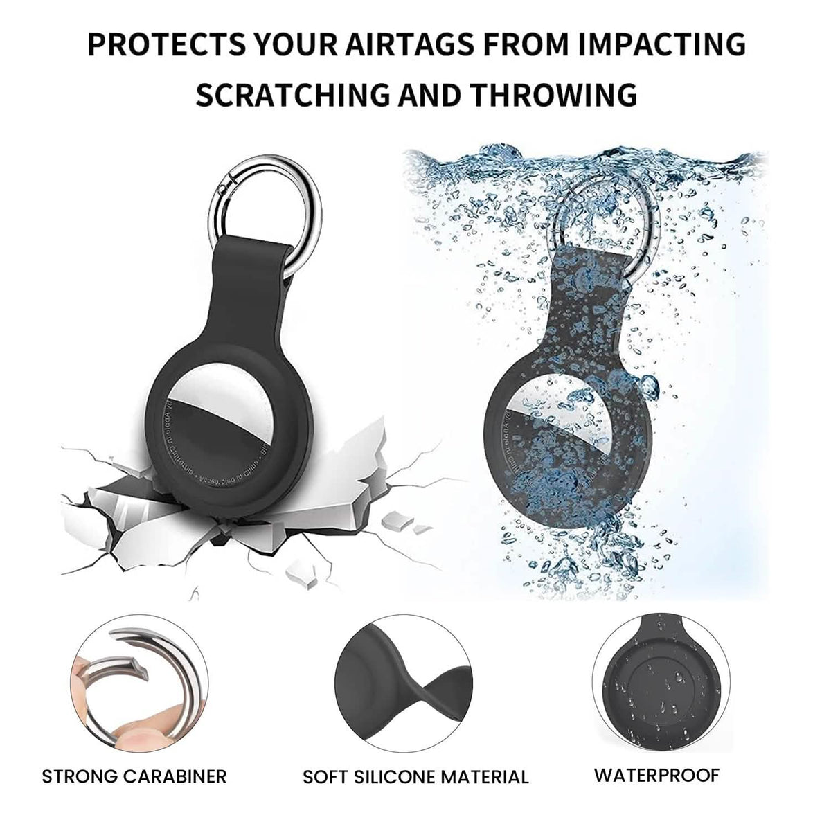 6-Pack: Protective Leather Airtag Holder Tracker Cover with Loop Key Ring - A-1 Thread Vault