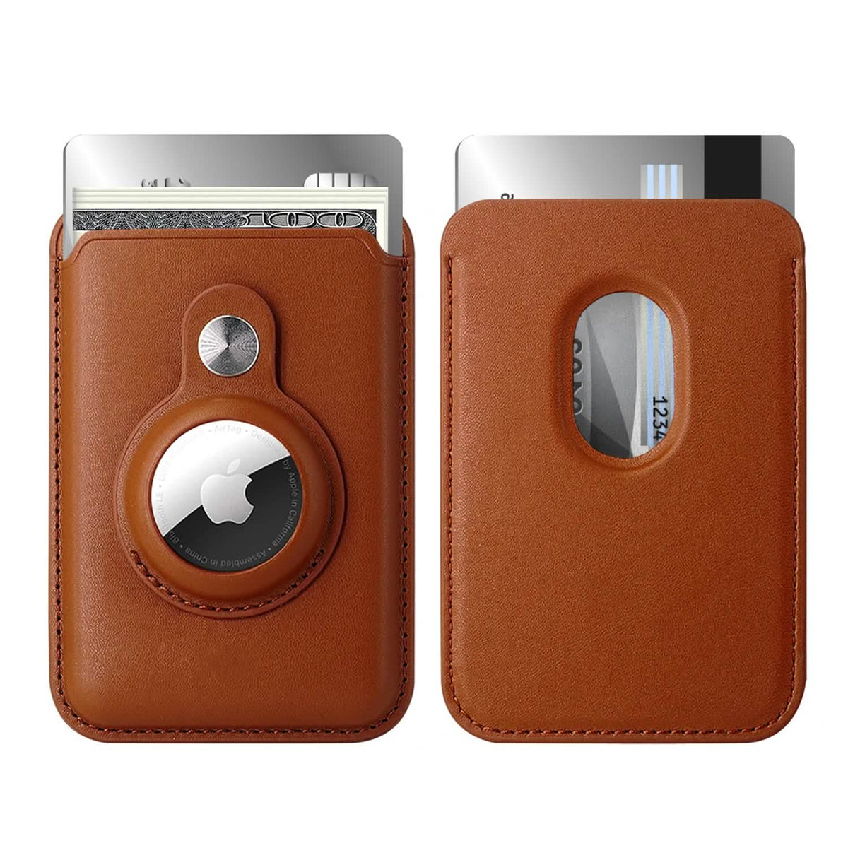 RFID Blocking Snap-On MagSafe Magnetic Card Wallet Holder Organizer With Built-In AirTag Pocket - A-1 Thread Vault