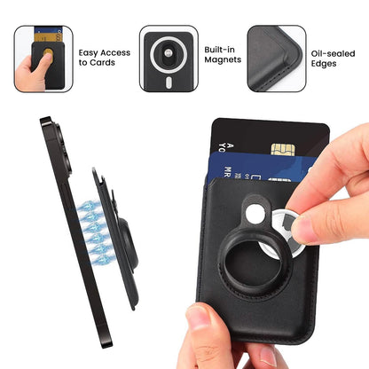 RFID Blocking Snap-On MagSafe Magnetic Card Wallet Holder Organizer With Built-In AirTag Pocket - A-1 Thread Vault