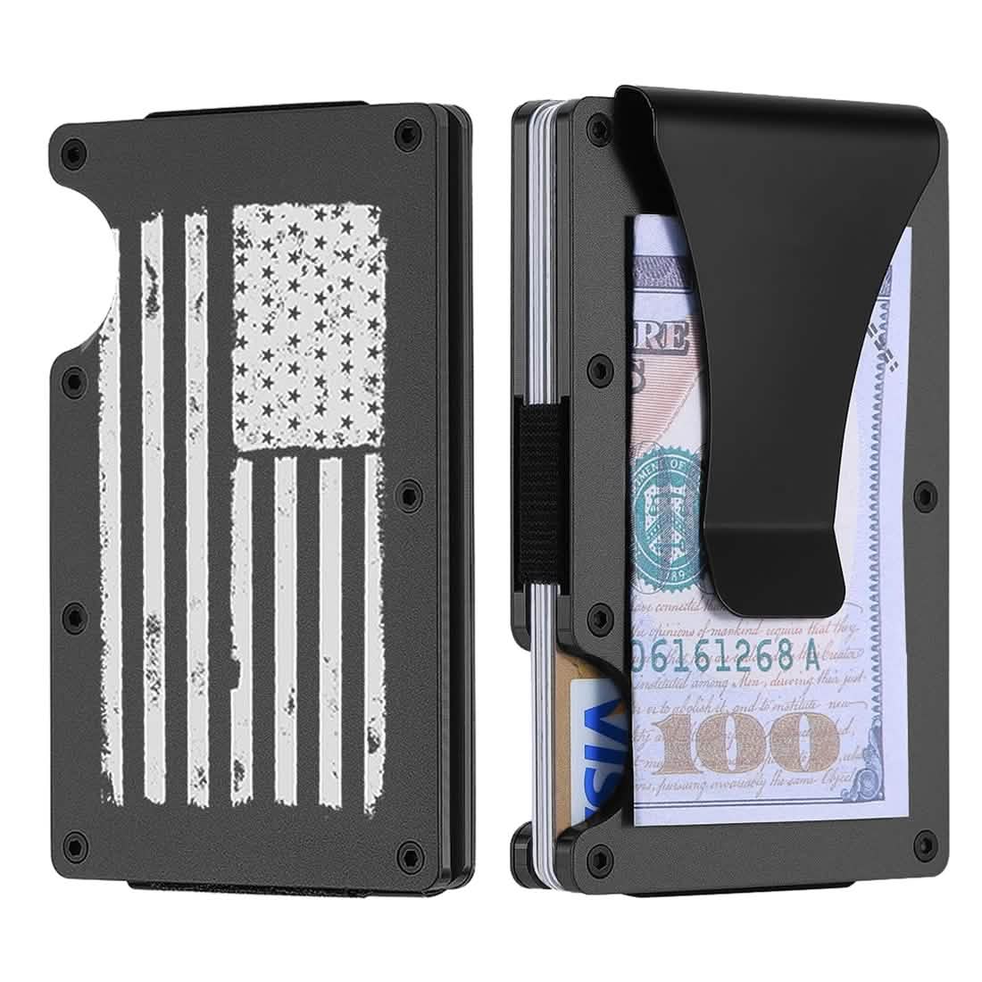 RFID Blocking Minimalist Scratch Resistant Slim Credit Card Holder Wallet with Easily Removable Money Clip - A-1 Thread Vault