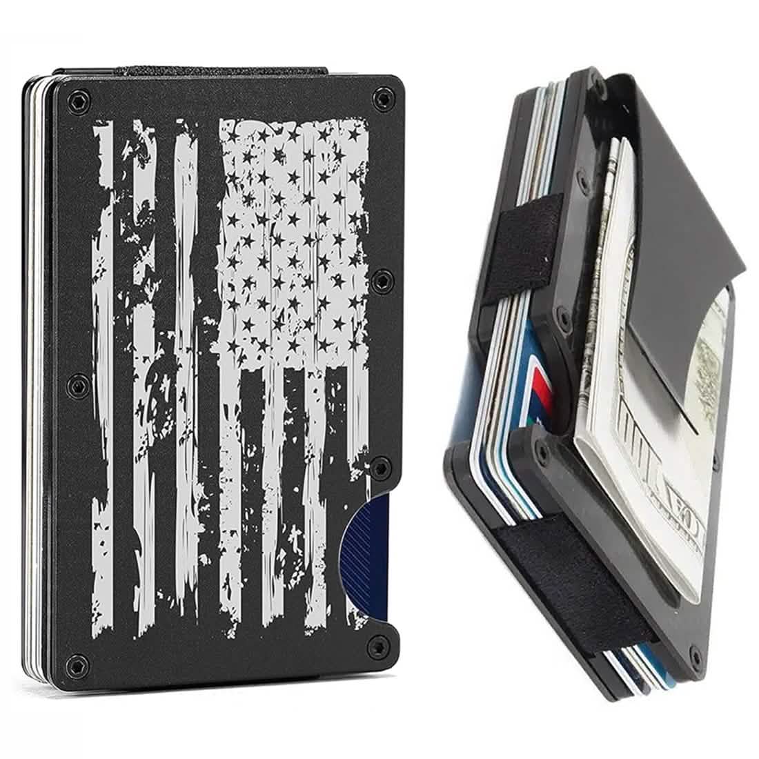 RFID Blocking Minimalist Scratch Resistant Slim Credit Card Holder Wallet with Easily Removable Money Clip - A-1 Thread Vault