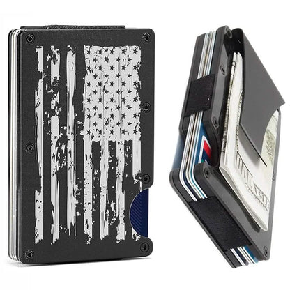 RFID Blocking Minimalist Scratch Resistant Slim Credit Card Holder Wallet with Easily Removable Money Clip - A-1 Thread Vault