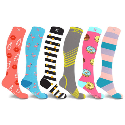 6-Pairs: Women's Pain Relief And Recovery Knee High Compression Socks - A-1 Thread Vault