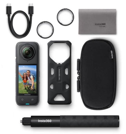 Insta360 X4 - Standard Bundle with Invisible Selfie Stick, 8K Waterproof 360 Action Camera, 4K Wide-Angle Video, Soft Pouch - Open Box - A-1 Thread Vault