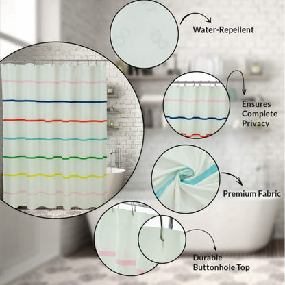 Royale Linens Double Brushed Microfber 1800 Thread Printed Shower Curtain - A-1 Thread Vault