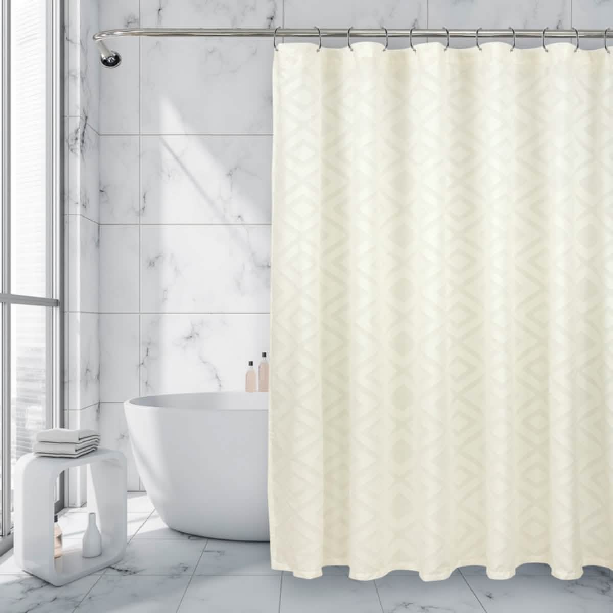 Royale Linens Double Brushed Microfber 1800 Thread Printed Shower Curtain - A-1 Thread Vault