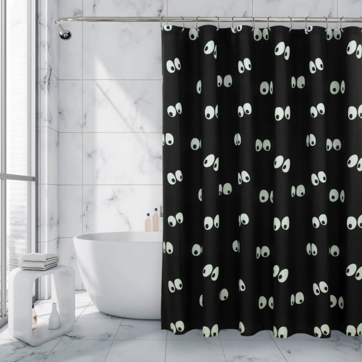 Royale Linens Double Brushed Microfber 1800 Thread Printed Shower Curtain - A-1 Thread Vault