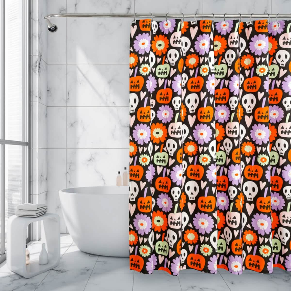 Royale Linens Double Brushed Microfber 1800 Thread Printed Shower Curtain - A-1 Thread Vault