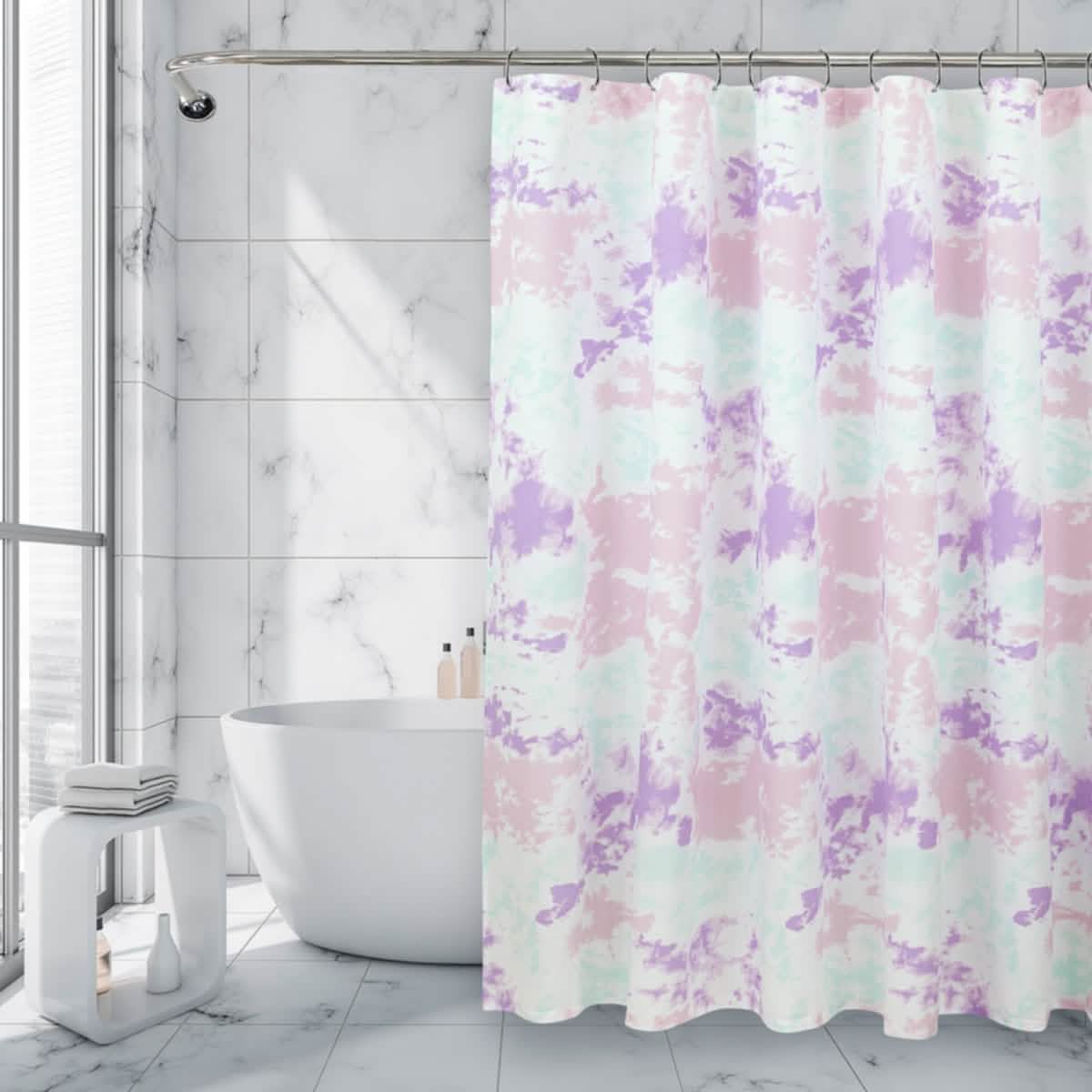 Royale Linens Double Brushed Microfber 1800 Thread Printed Shower Curtain - A-1 Thread Vault