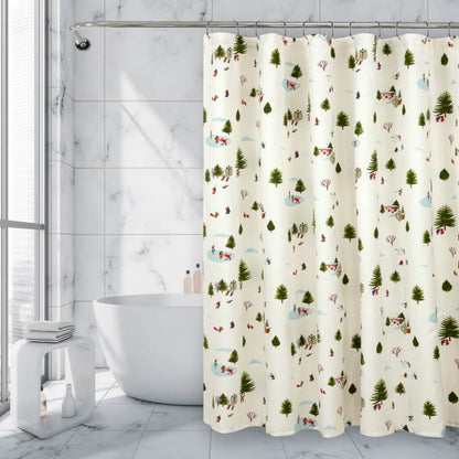 Royale Linens Double Brushed Microfber 1800 Thread Printed Shower Curtain - A-1 Thread Vault