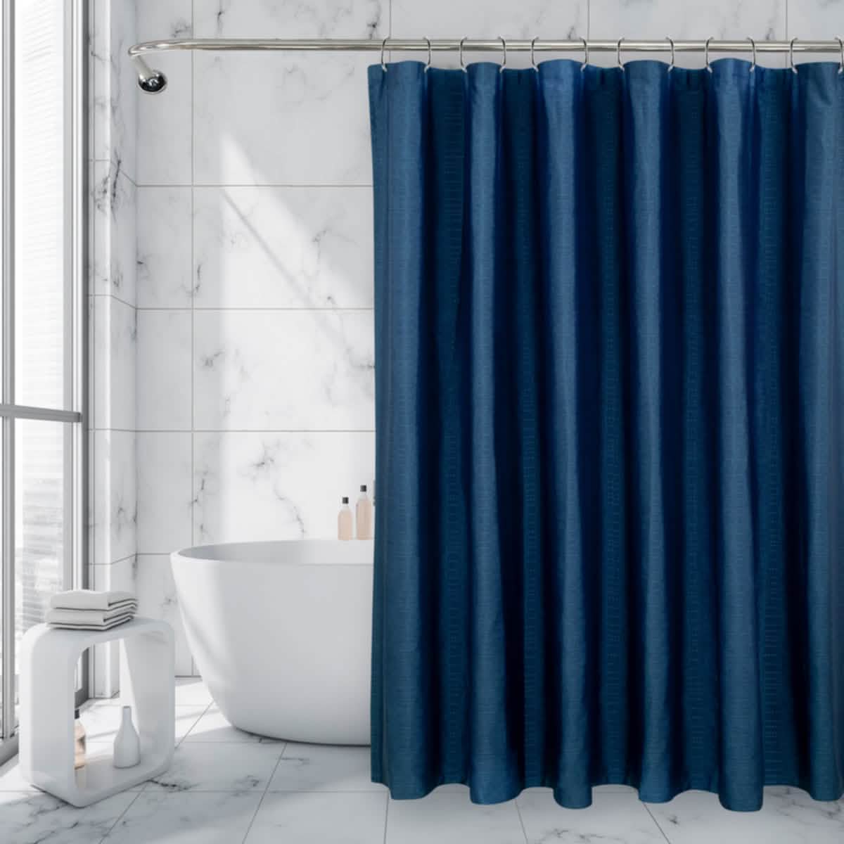 Royale Linens Double Brushed Microfber 1800 Thread Printed Shower Curtain - A-1 Thread Vault
