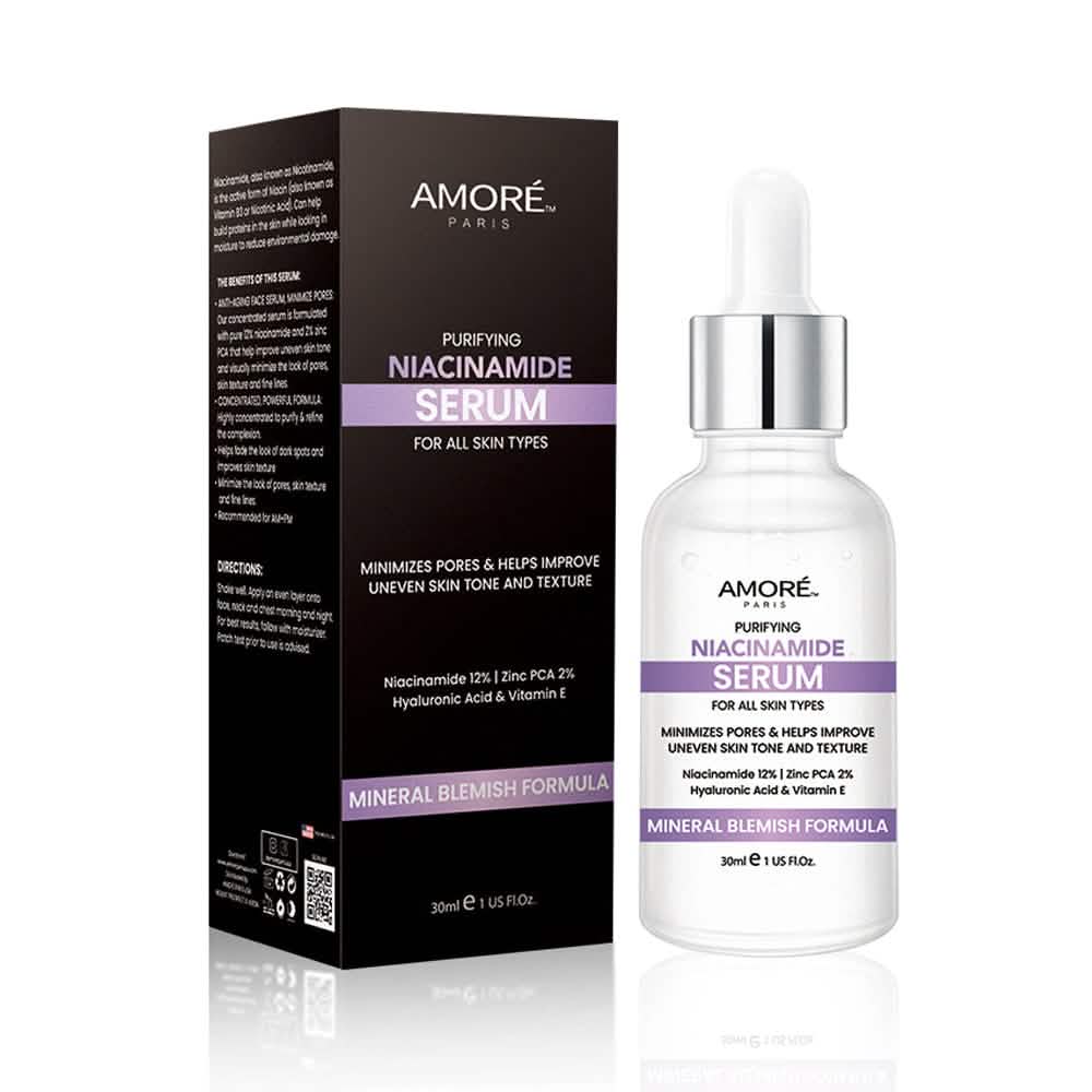 Amore Paris Niacinamide Face Serum 12% Plus Zinc 2%, Hyaluronic Acid & Vitamin E, Dark Spot Remover, Pore Minimizer & Aging Skin Treatment - A-1 Thread Vault