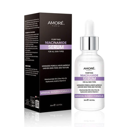 Amore Paris Niacinamide Face Serum 12% Plus Zinc 2%, Hyaluronic Acid & Vitamin E, Dark Spot Remover, Pore Minimizer & Aging Skin Treatment - A-1 Thread Vault
