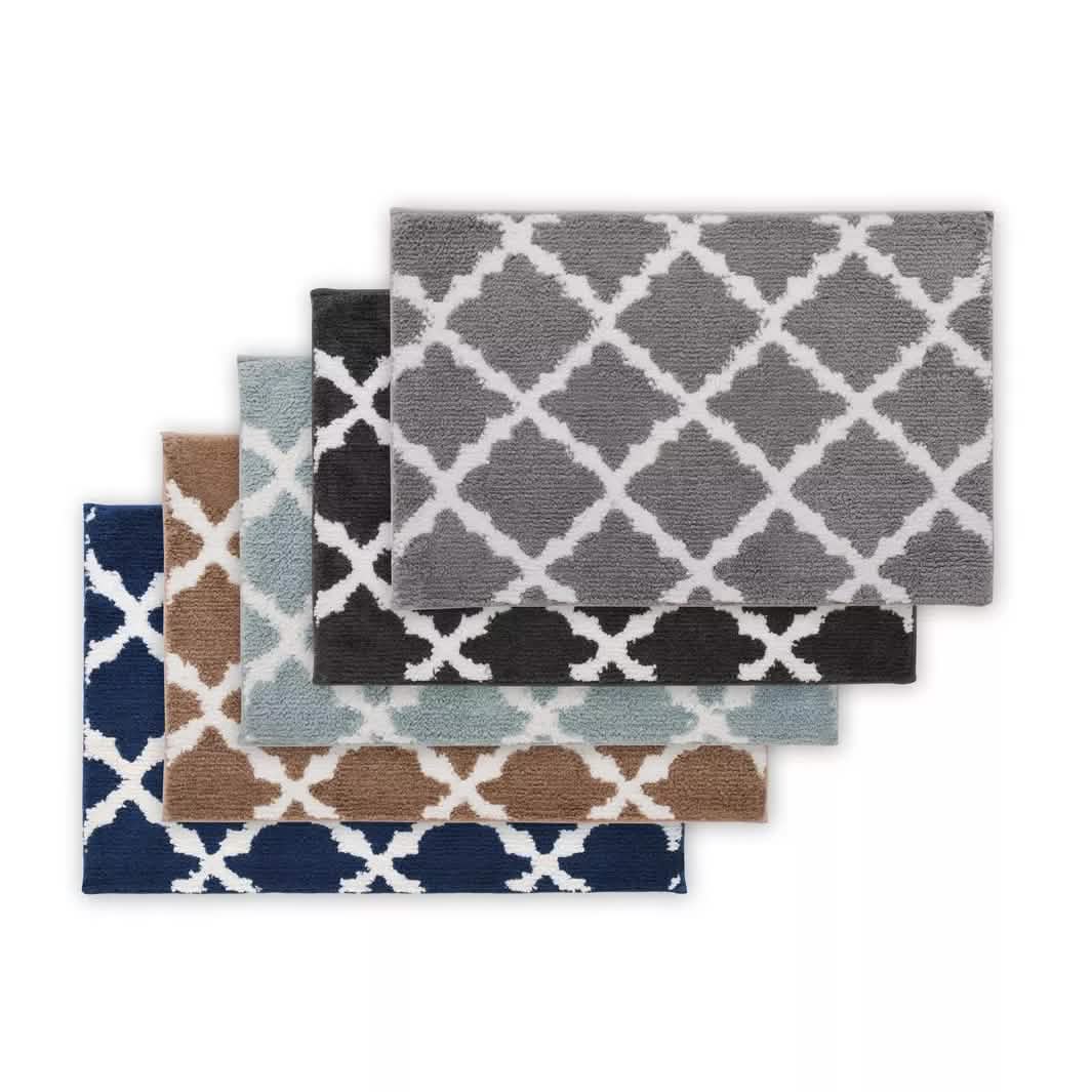 Bibb Home 1-2 Pack Trellis Micro Shag Bath Rugs 17" X 24" - A-1 Thread Vault