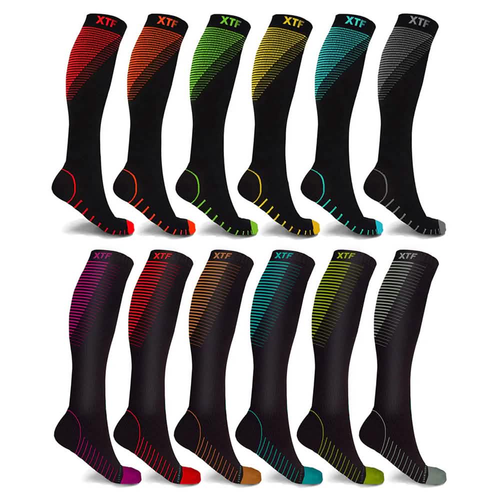 12-Pairs: Athletic Graduated Knee-High Compression Socks - A-1 Thread Vault