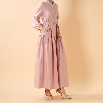 A-Line Trench Shirt Maxi Abaya Dress with Pockets (MA422) - A-1 Thread Vault