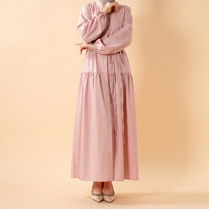 A-Line Trench Shirt Maxi Abaya Dress with Pockets (MA422) - A-1 Thread Vault