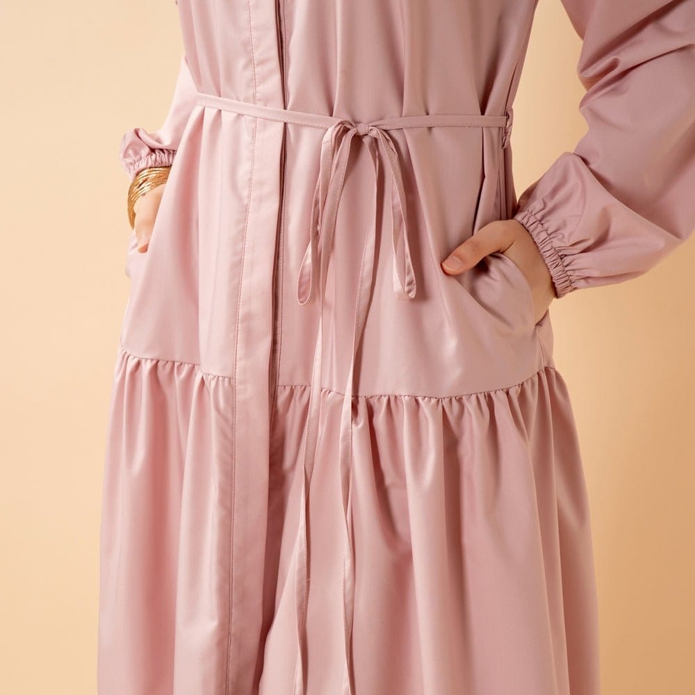 A-Line Trench Shirt Maxi Abaya Dress with Pockets (MA422) - A-1 Thread Vault