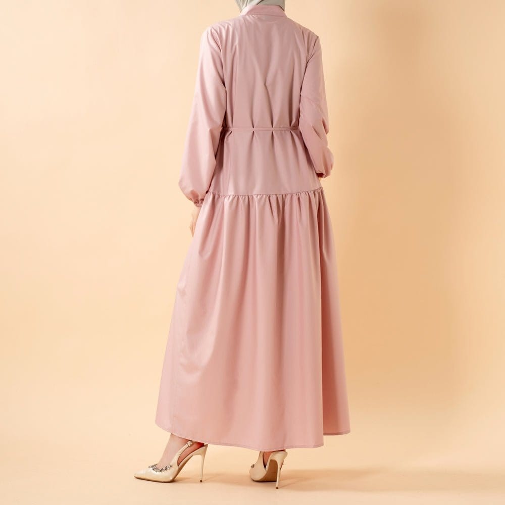 A-Line Trench Shirt Maxi Abaya Dress with Pockets (MA422) - A-1 Thread Vault