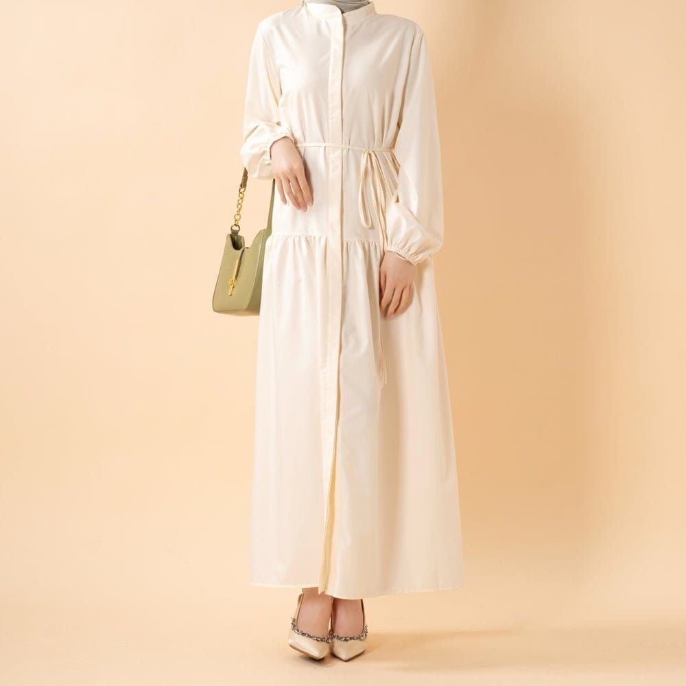 A-Line Trench Shirt Maxi Abaya Dress with Pockets (MA422) - A-1 Thread Vault