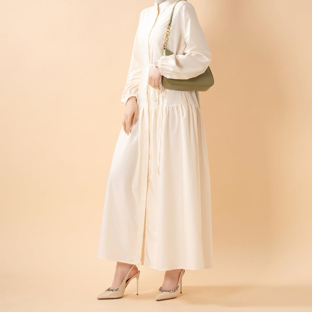A-Line Trench Shirt Maxi Abaya Dress with Pockets (MA422) - A-1 Thread Vault