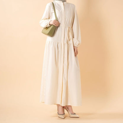 A-Line Trench Shirt Maxi Abaya Dress with Pockets (MA422) - A-1 Thread Vault