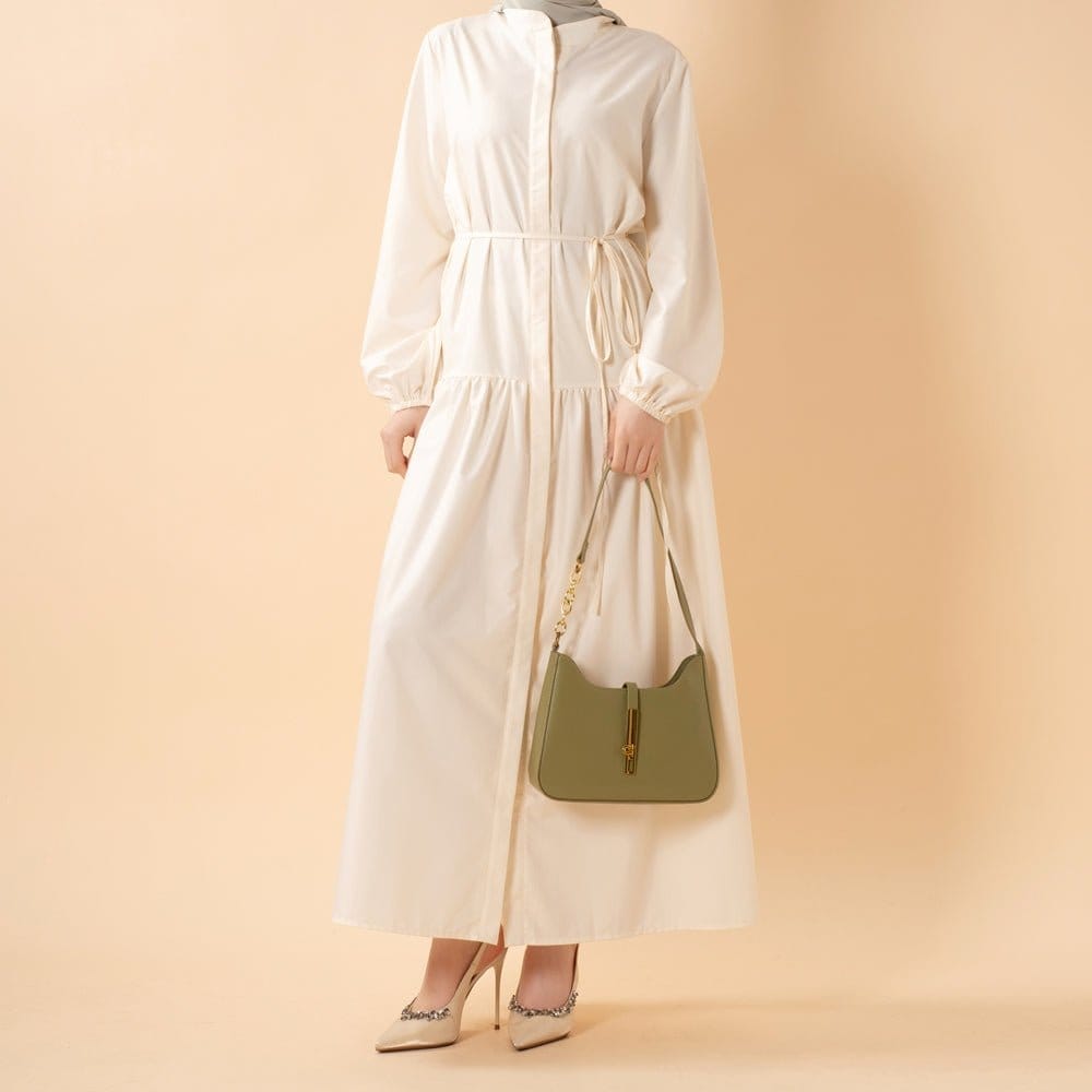 A-Line Trench Shirt Maxi Abaya Dress with Pockets (MA422) - A-1 Thread Vault