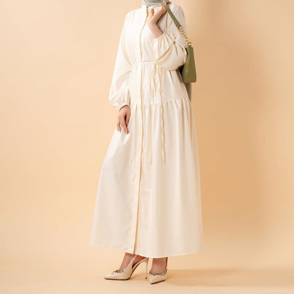 A-Line Trench Shirt Maxi Abaya Dress with Pockets (MA422) - A-1 Thread Vault