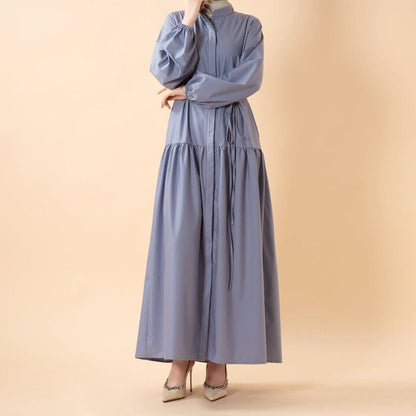 A-Line Trench Shirt Maxi Abaya Dress with Pockets (MA422) - A-1 Thread Vault