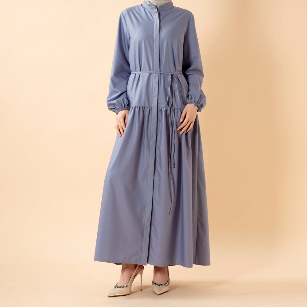A-Line Trench Shirt Maxi Abaya Dress with Pockets (MA422) - A-1 Thread Vault