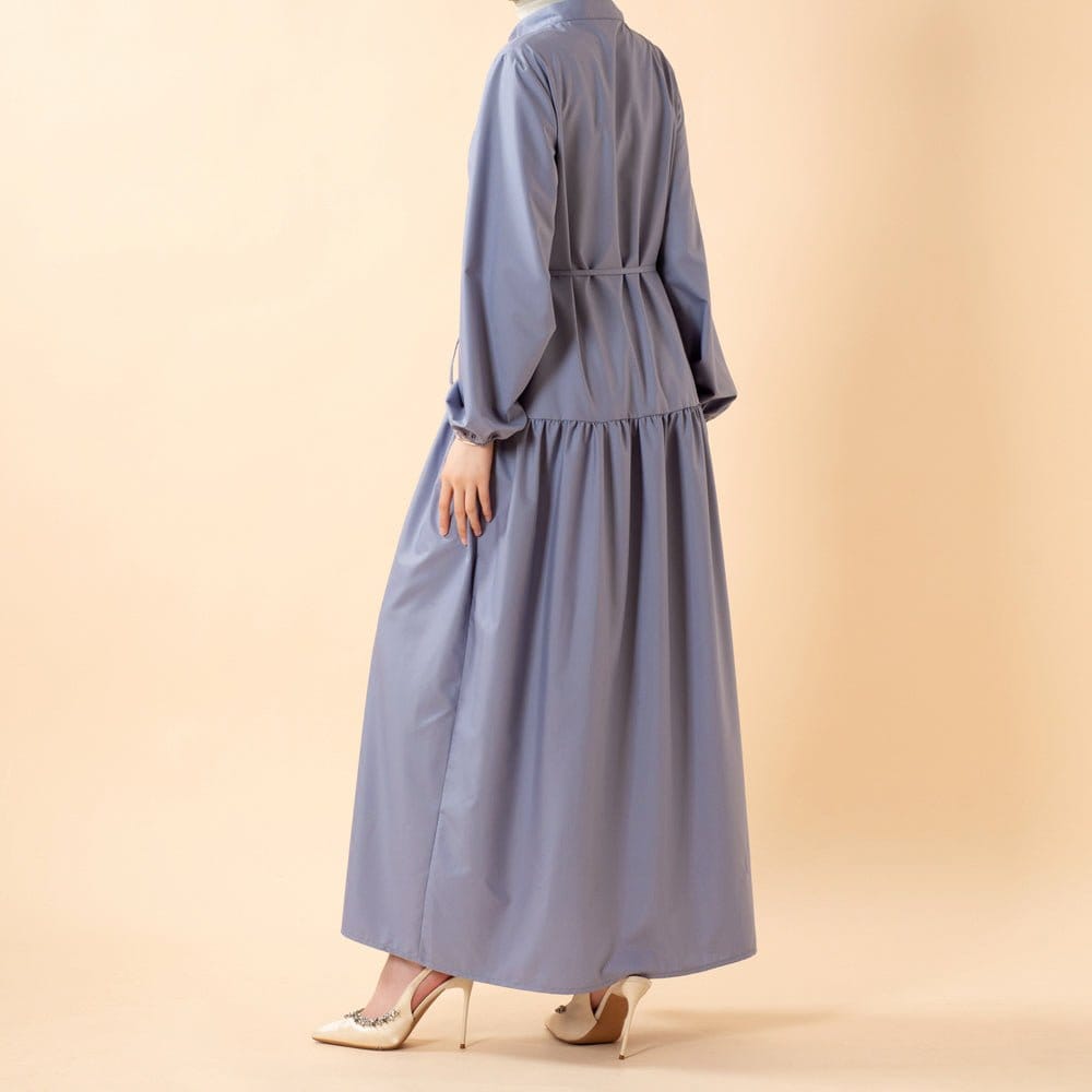 A-Line Trench Shirt Maxi Abaya Dress with Pockets (MA422) - A-1 Thread Vault