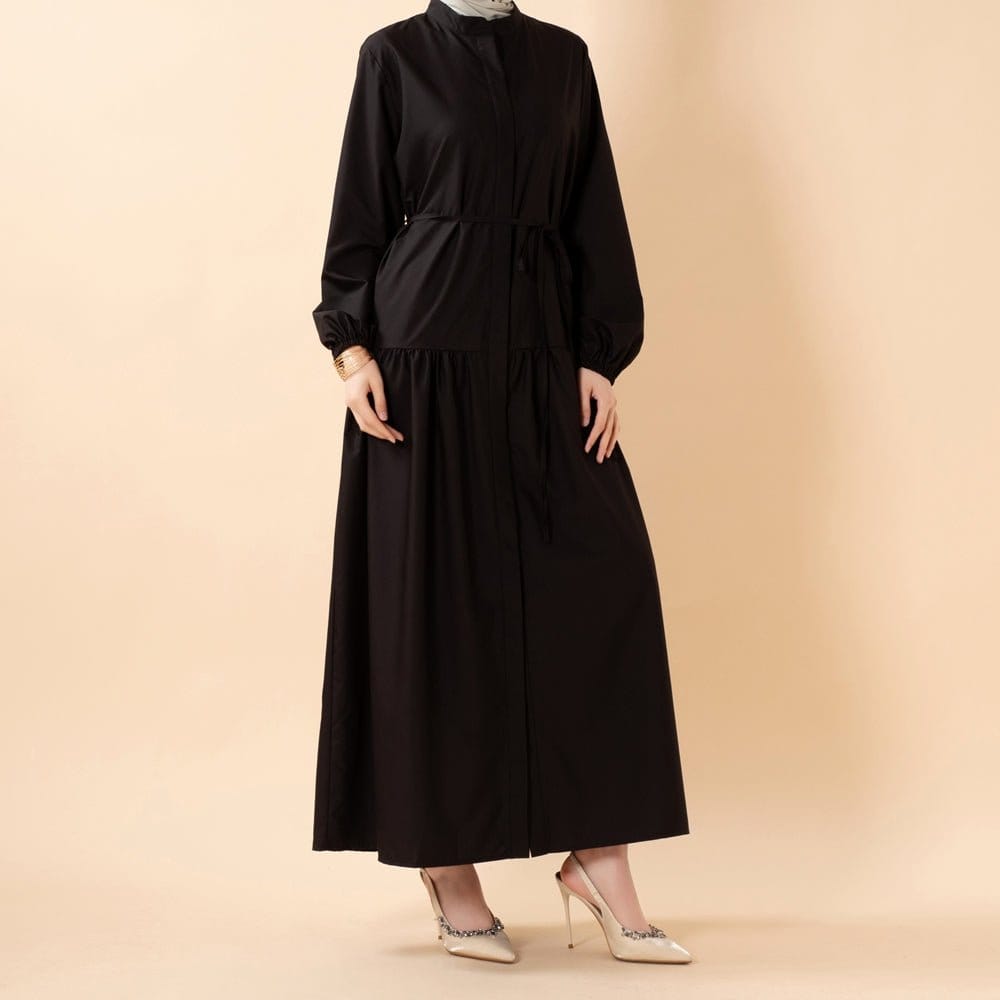 A-Line Trench Shirt Maxi Abaya Dress with Pockets (MA422) - A-1 Thread Vault