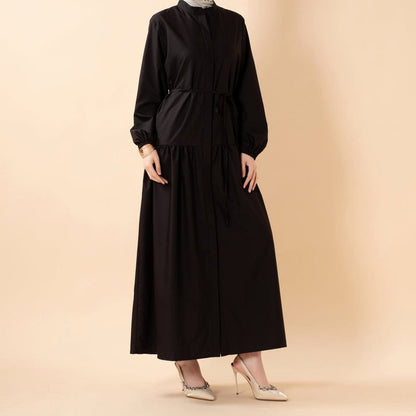 A-Line Trench Shirt Maxi Abaya Dress with Pockets (MA422) - A-1 Thread Vault