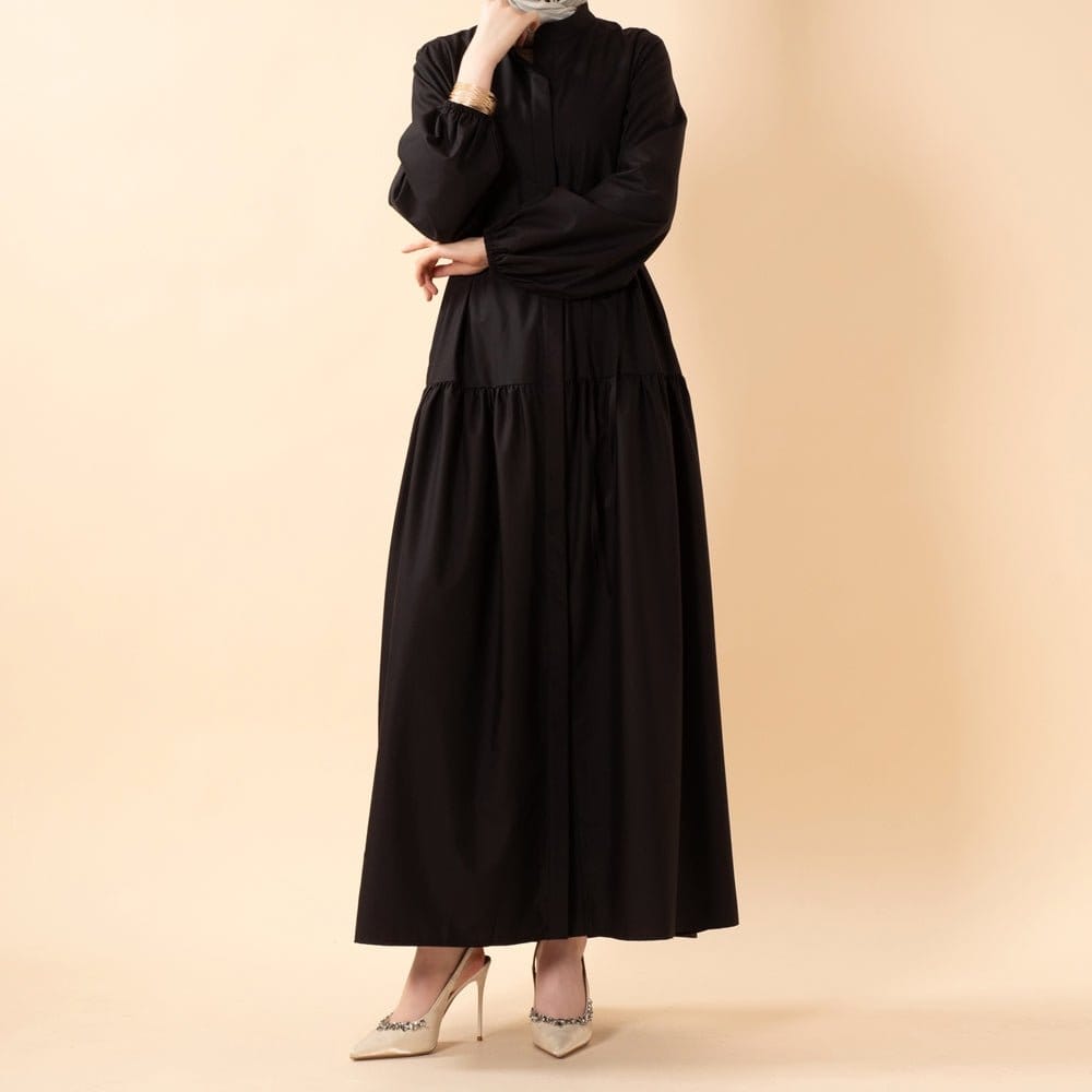 A-Line Trench Shirt Maxi Abaya Dress with Pockets (MA422) - A-1 Thread Vault