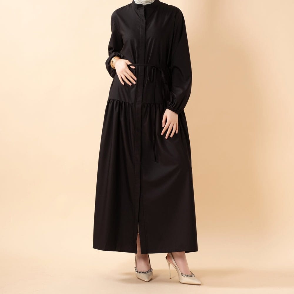 A-Line Trench Shirt Maxi Abaya Dress with Pockets (MA422) - A-1 Thread Vault