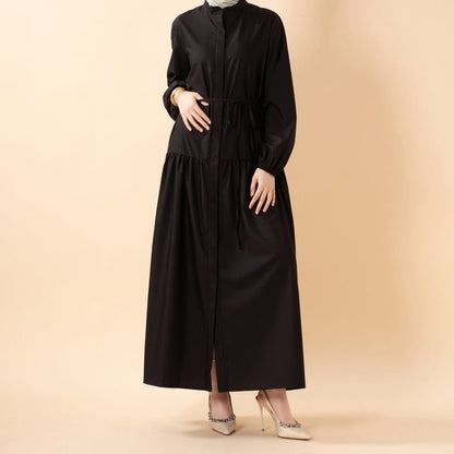 A-Line Trench Shirt Maxi Abaya Dress with Pockets (MA422) - A-1 Thread Vault