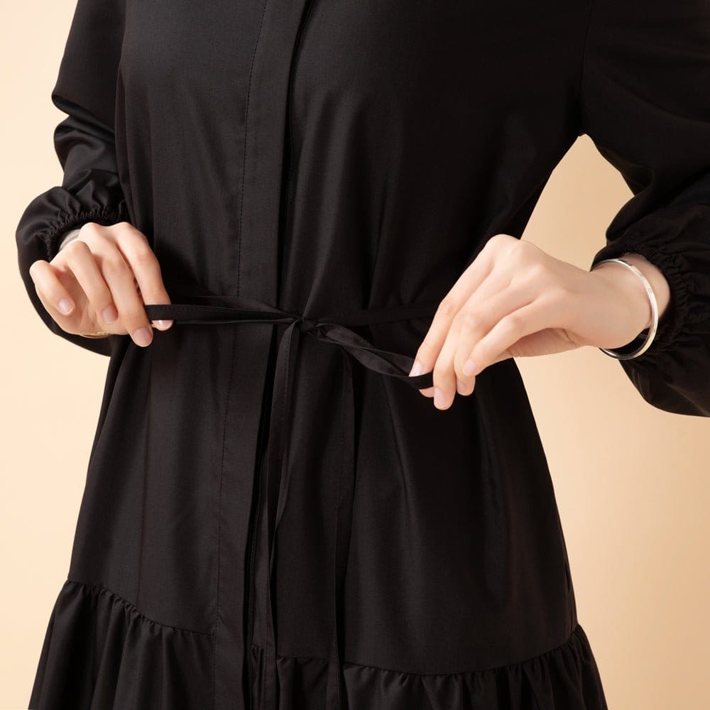 A-Line Trench Shirt Maxi Abaya Dress with Pockets (MA422) - A-1 Thread Vault