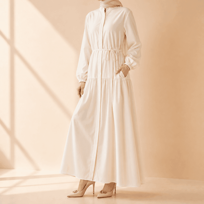A-Line Trench Shirt Maxi Abaya Dress with Pockets (MA422) - A-1 Thread Vault