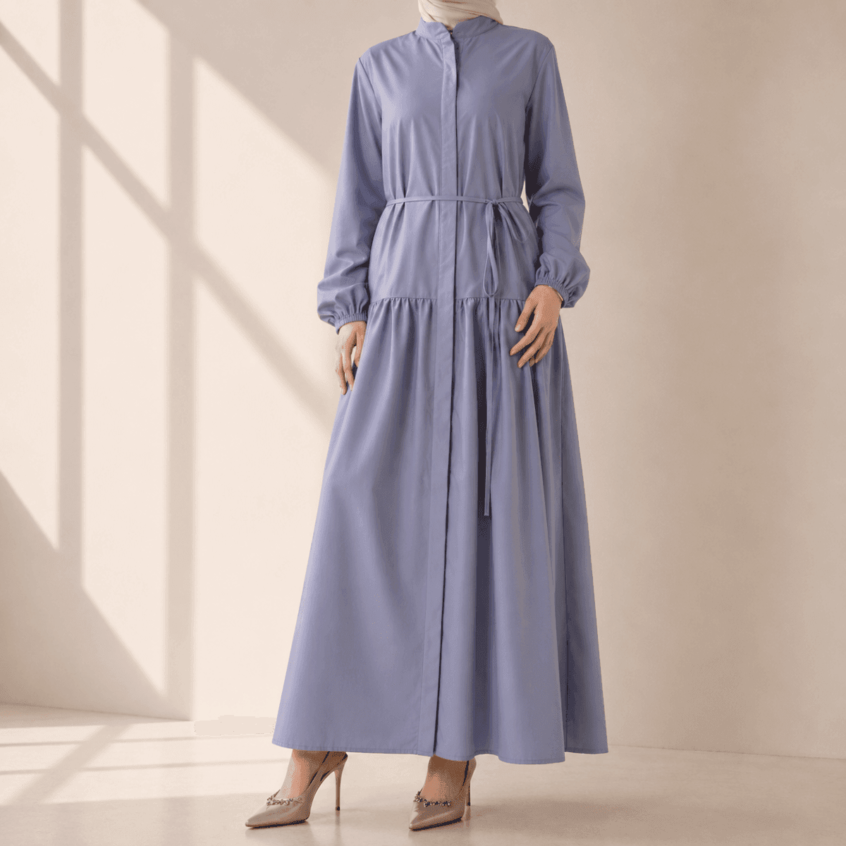 A-Line Trench Shirt Maxi Abaya Dress with Pockets (MA422) - A-1 Thread Vault