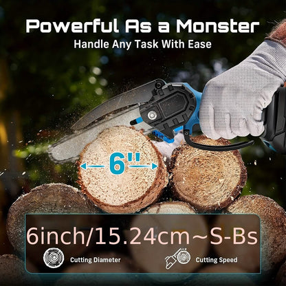 6-inch Cordless Mini Chainsaw – Handheld Electric, Lightweight, Battery-Powered - A-1 Thread Vault