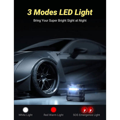 A6 Car Tire Inflator 12V DC Air Compressor Portable Multifunctional Tire Pump 3 LED Lights - A-1 Thread Vault