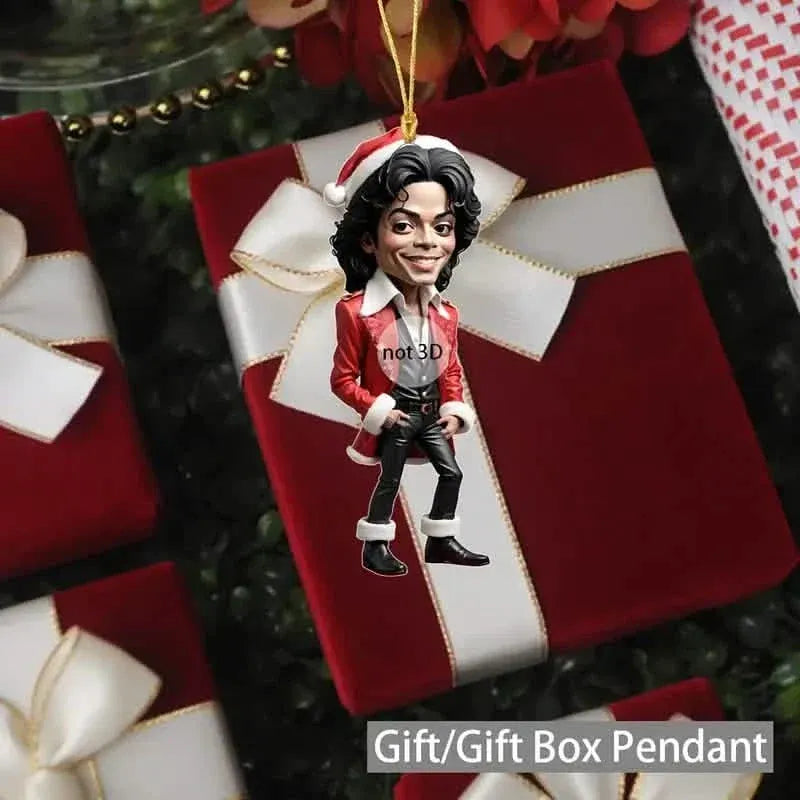 Acrylic Musician Caricature Ornament with Santa Hat - A-1 Thread Vault
