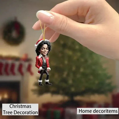 Acrylic Musician Caricature Ornament with Santa Hat - A-1 Thread Vault