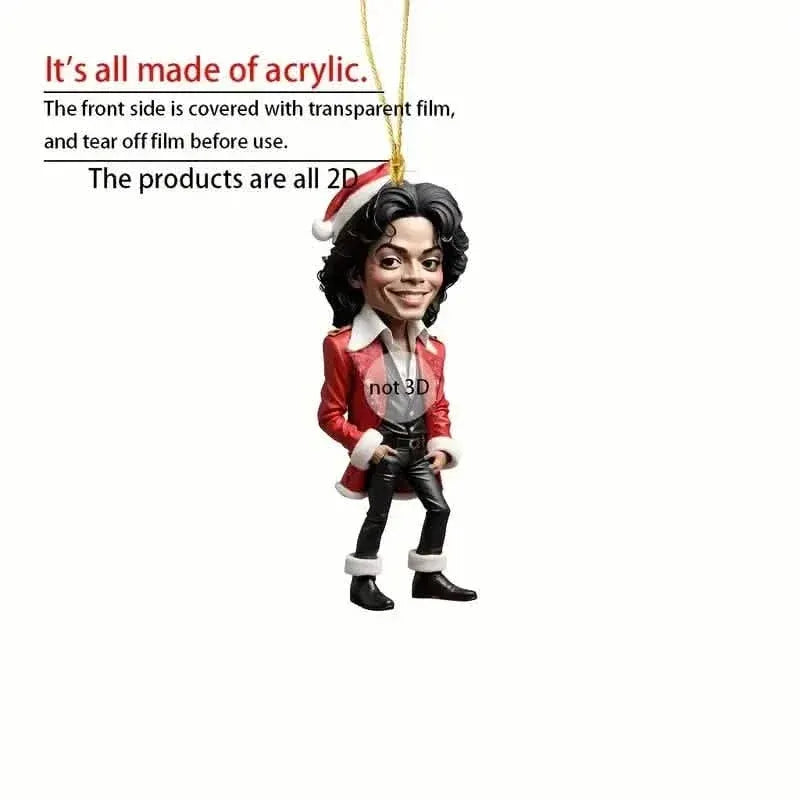Acrylic Musician Caricature Ornament with Santa Hat - A-1 Thread Vault
